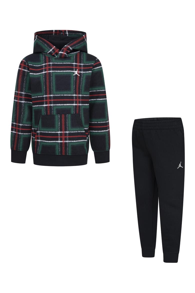 Kids' Brooklyn Fleece Essentials Holiday Hoodie & Joggers Set, Main, color, BLACK