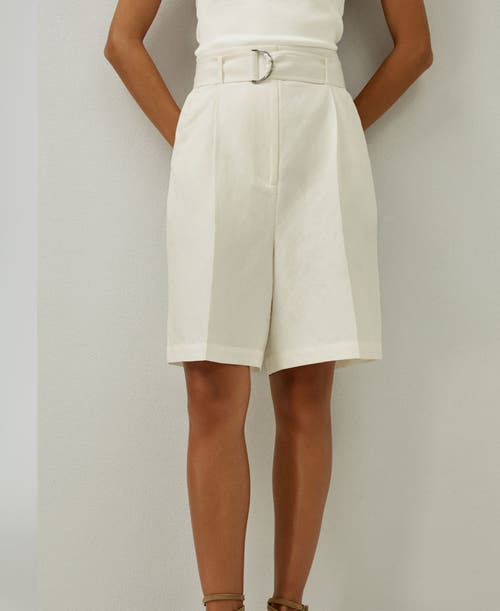 Lilysilk Chic Silk-linen Blend Bermuda Shorts In White