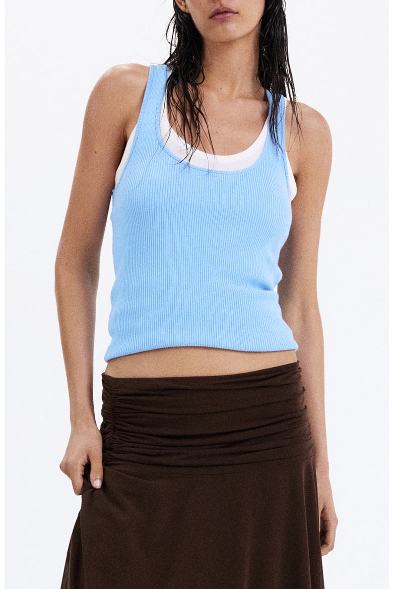 Fitted Ribbed Tank Top, Main, color, SKY BLUE
