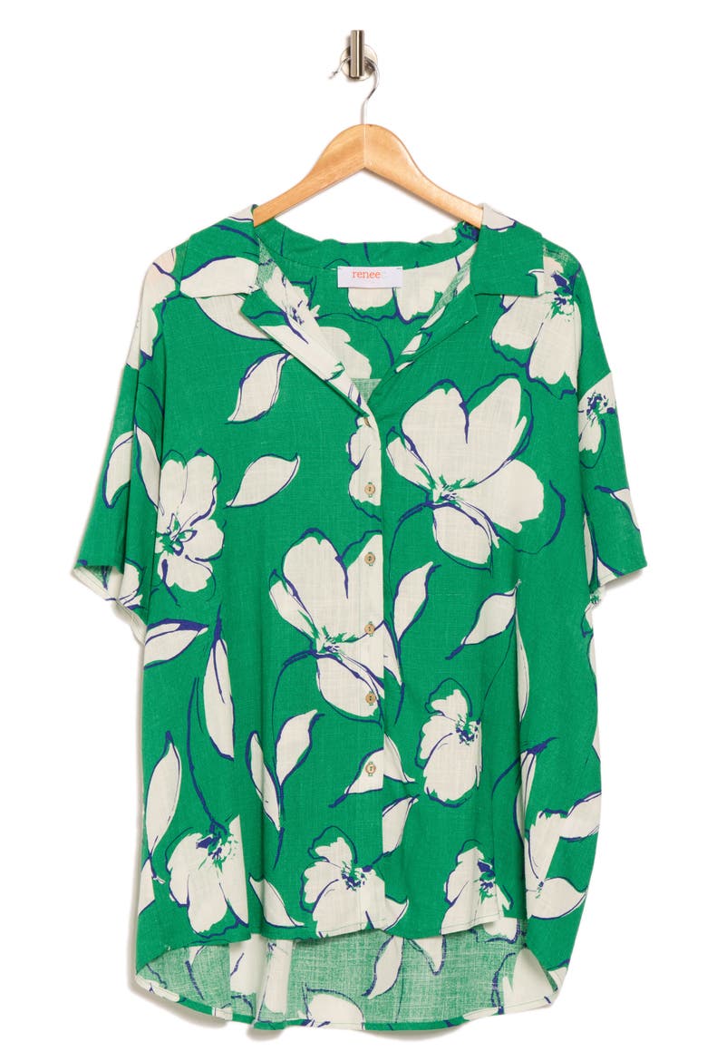 Floral Camp Shirt, Alternate, color, GREEN