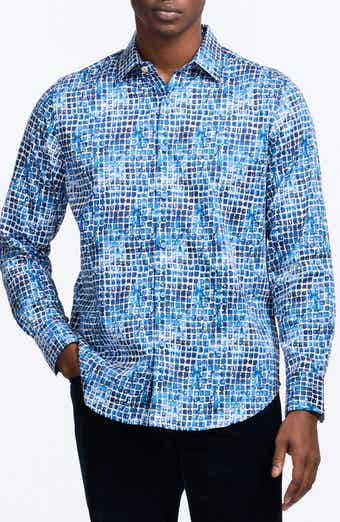 Robert Graham Hester Tile Print Stretch Cotton Button-Up Shirt