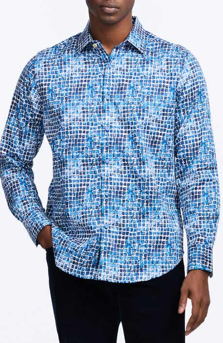 Robert Graham Hester Tile Print Stretch Cotton Button-Up Shirt