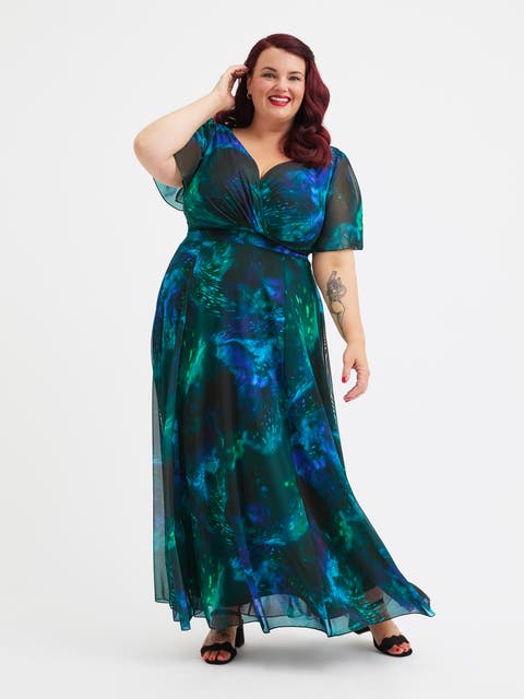 Isabelle Printed Angel Sleeve Dress