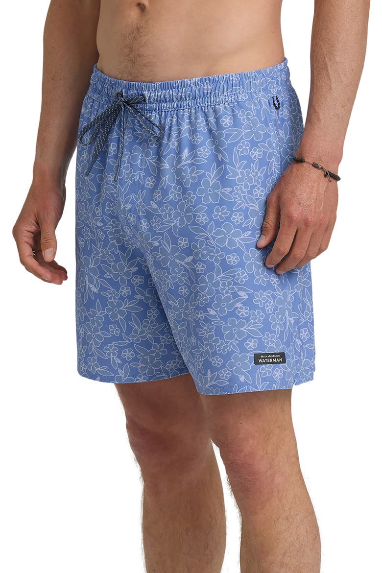 Mix Pack Volley Floral 17" Swim Trunks, Alternate, color, BLUE SHADOW
