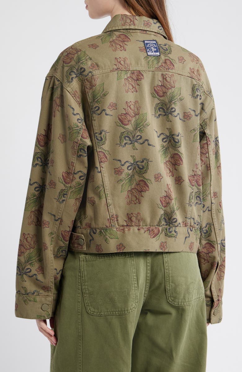 Damson Madder Stacia Overdye Tulip Organic Cotton Denim Jacket, Alternate, color, Khaki