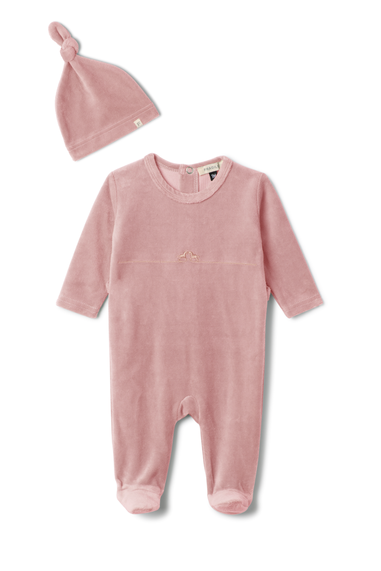 Girl Rocking Horse Stretch Romper with Matching Hat, Main, color, Pink