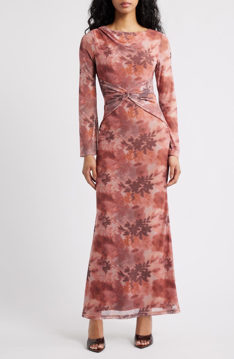 Petal & Pup Nash Long Sleeve Body-Con Dress, Main, color, Blurred Botanics