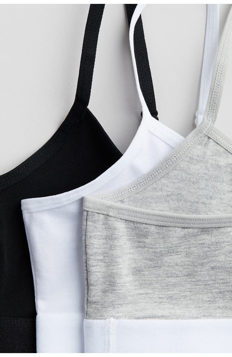 H&M 3-pack Jersey Tops, Alternate, color, Black/White/Gray Melange