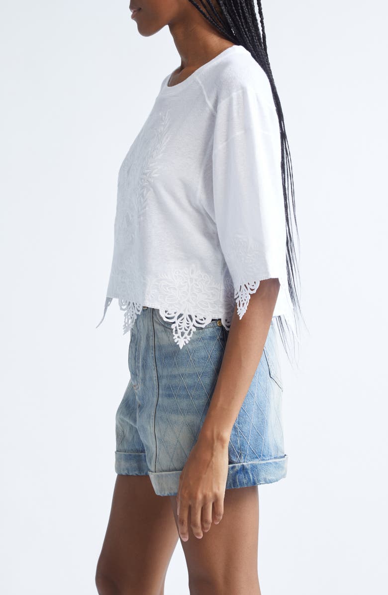 Balmain Emblem Baseball T-Shirt, Alternate, color, 0Fa White