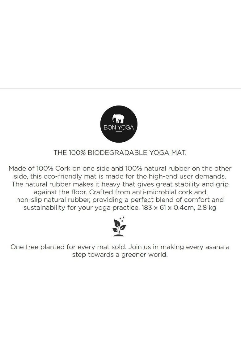 Bon Yoga Cork & Natural Rubber Yoga Mat by Bed of Nails, Alternate, color, Brown
