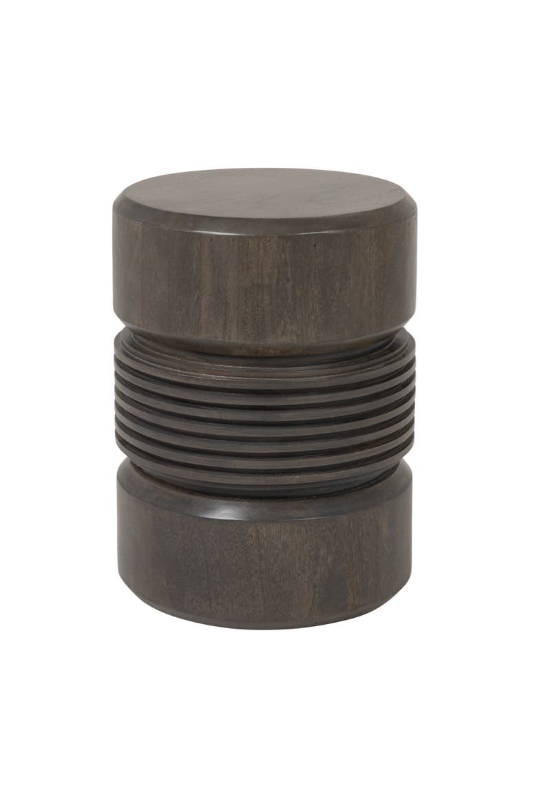 Round Ribbed Pedestal Side Table, Main, color, Gray