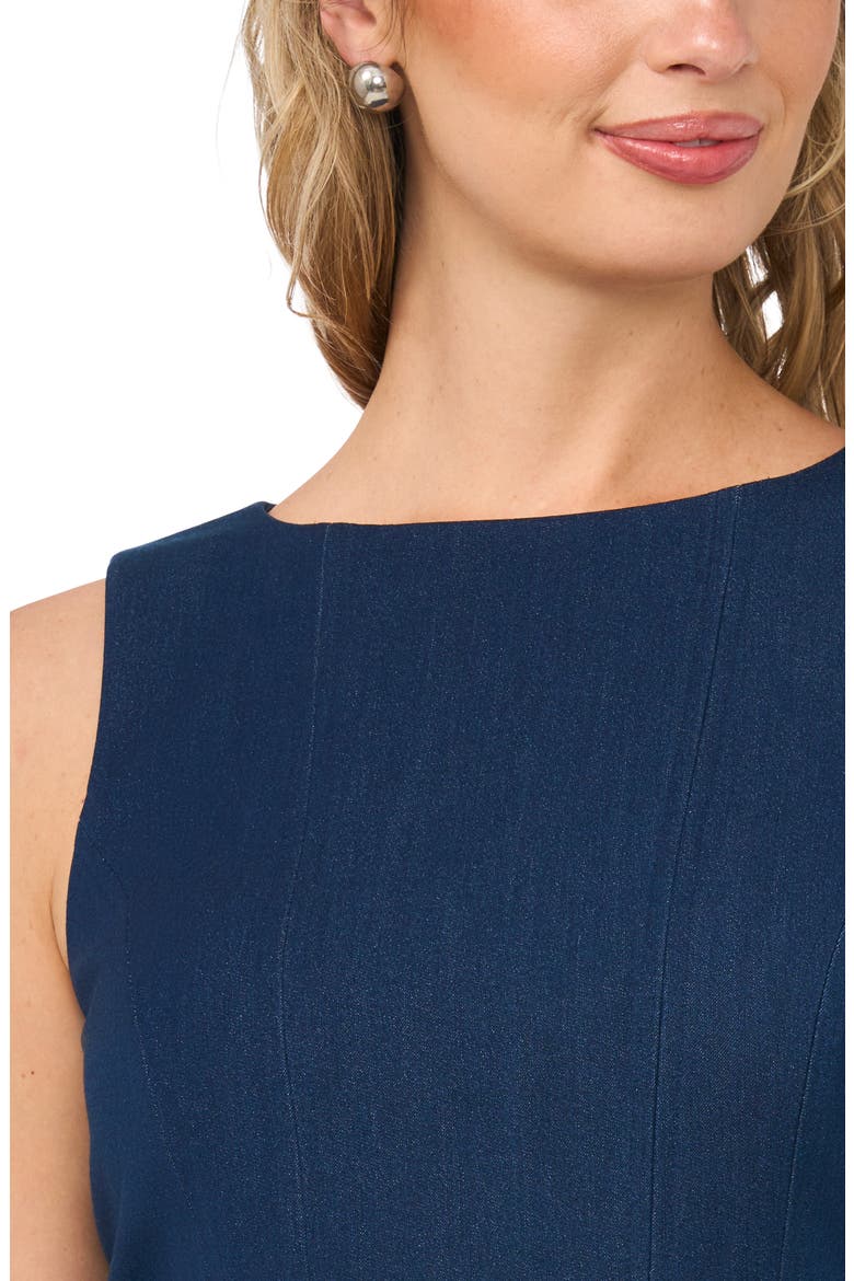Seamed Belted Peplum Shell, Alternate, color, INDIGO