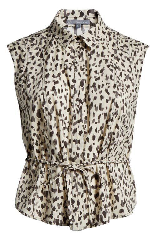 Wit & Wisdom Animal Spot Cap Sleeve Cotton Peplum Top