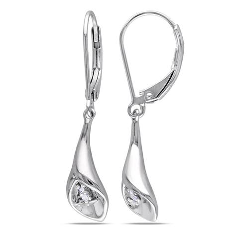 Diamond Calla Lily Earrings Sterling Silver