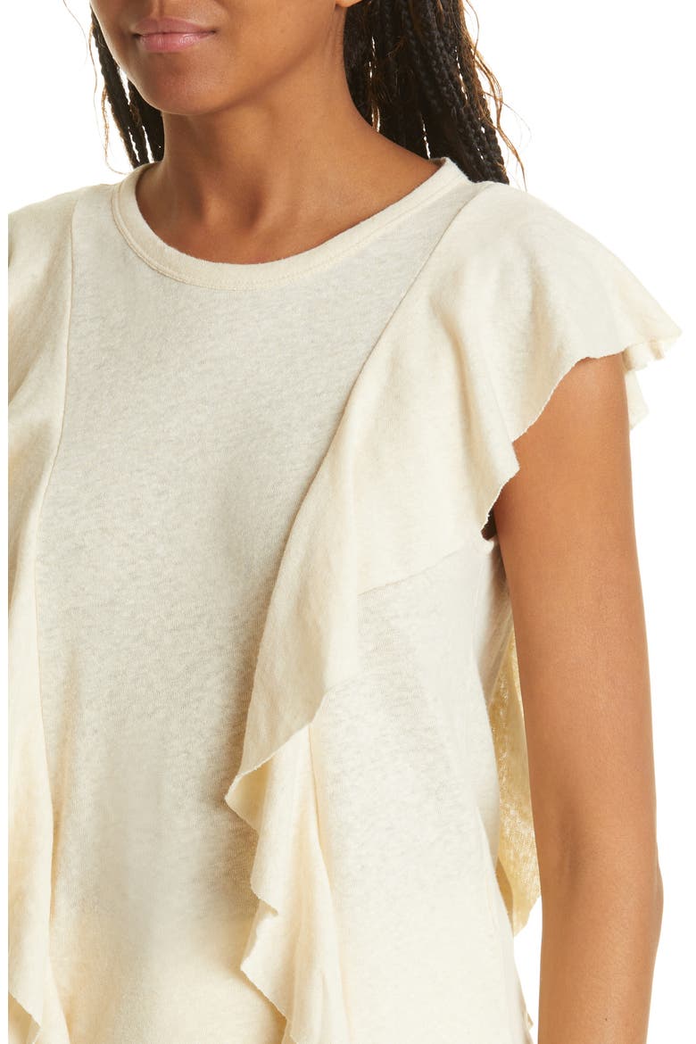 Kathley Ruffle Cotton & Linen Slub Top, Alternate, color, NATURAL
