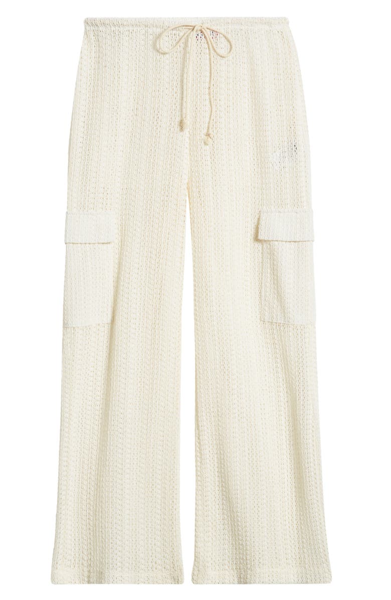 EDIKTED Ines Sheer Lace Cover-Up Cargo Pants, Alternate, color, Cream