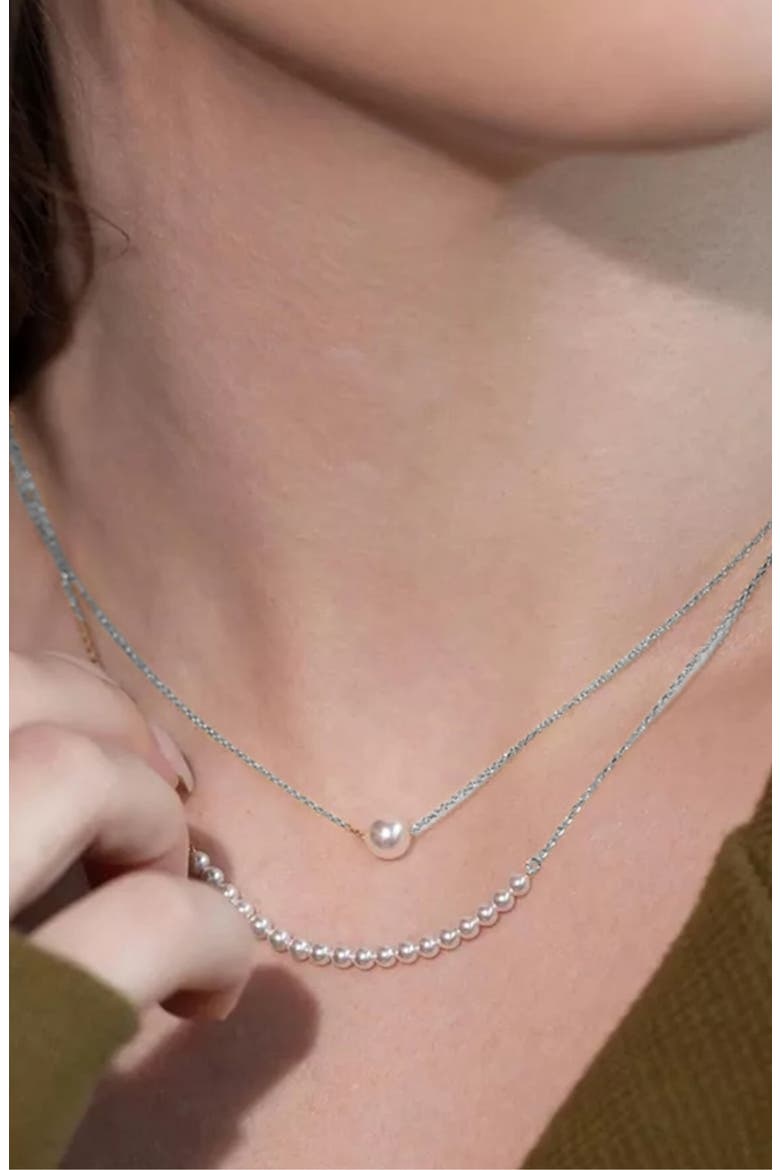 18K Gold Plated Sterling Silver Perfect Pearl Pair Necklace Set Gift Idea, Alternate, color, Silver