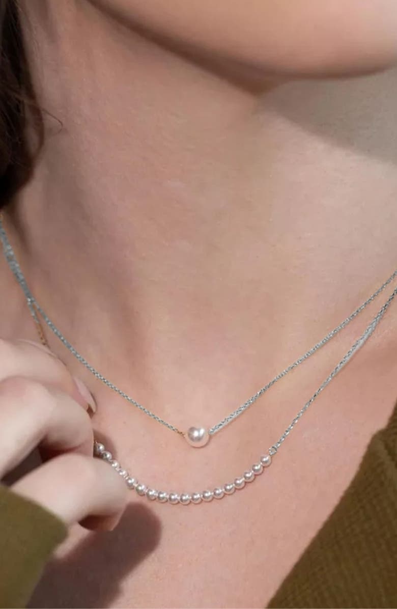 Bearfruit Jewelry 18K Gold Plated Sterling Silver Perfect Pearl Pair Necklace Set Holiday Gift Idea, Alternate, color, Silver