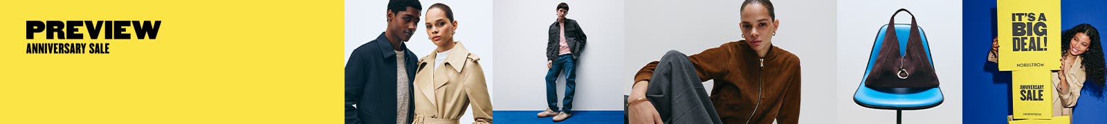Preview Anniversary Sale; people in styles from the sale.