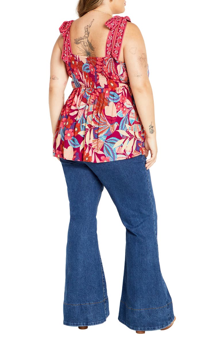 Paradiso Print Tie Strap Peplum Tank, Alternate, color, PARIDISO