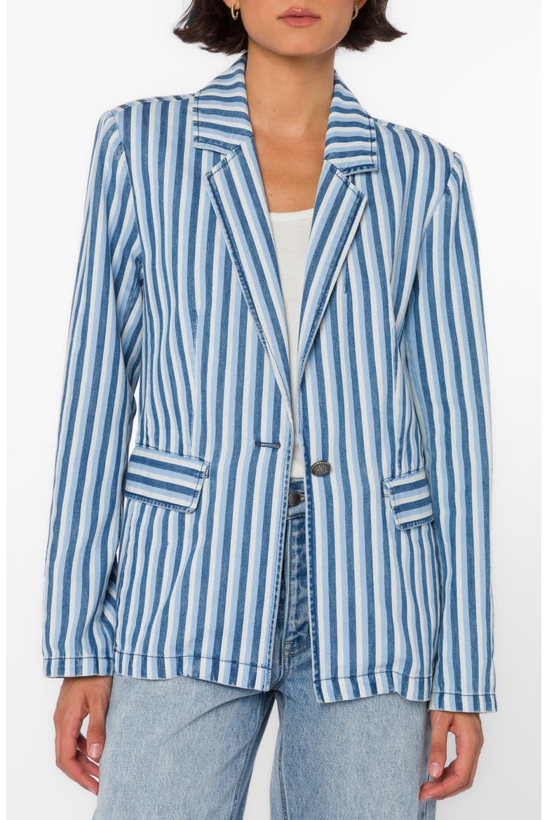 Beni Stripe Denim Blazer, Main, color, BLUE STRIPE