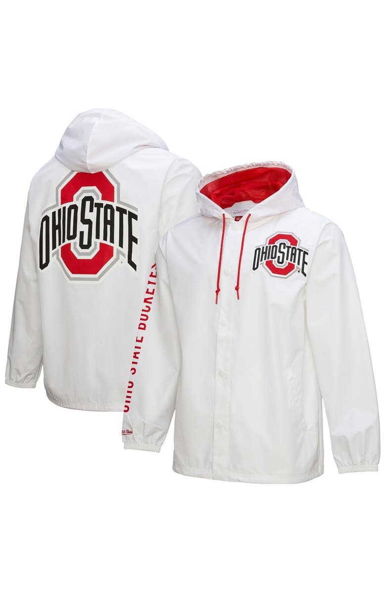 Mitchell & Ness Men's Mitchell & Ness White Ohio State Buckeyes Coaches Full-Snap Hoodie Jacket, Alternate, color, White