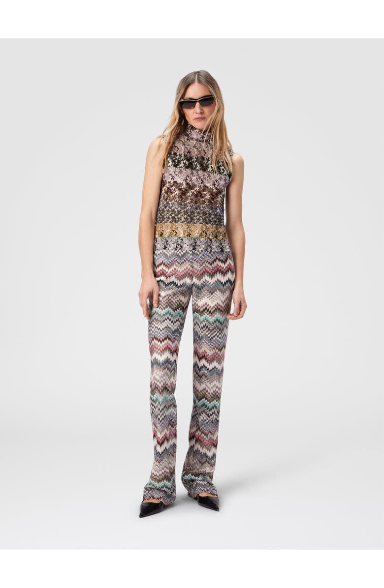 Missoni High-neck Top In Striped Embroidered Lace, Alternate, color, Multicoloured