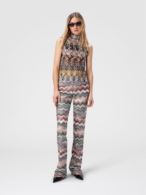 Missoni Mock-neck Stripe Embroidered Sleeveless Top In Multi