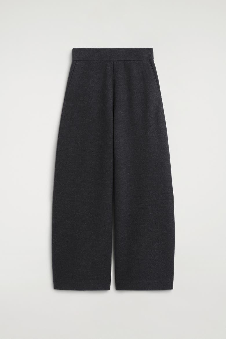 Boiled Wool-blend Barrel-leg Pants, Alternate, color, CHARCOAL MÉLANGE