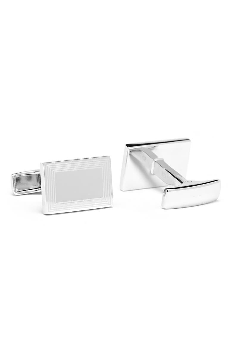 Cufflinks, Inc. Etched Frame Sterling Silver Cuff Links, Alternate, color, 
