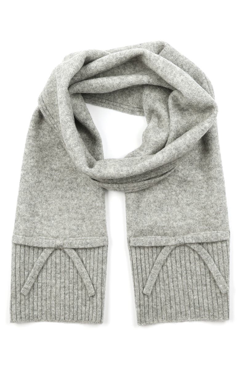 Kate Spade New York bow wool scarf, Main, color, Heather Grey