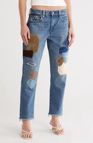 Polo Ralph Lauren Patched Fray Hem Ankle Straight Jeans