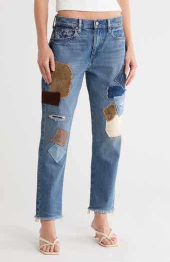 Polo Ralph Lauren Patched Fray Hem Ankle Straight Jeans