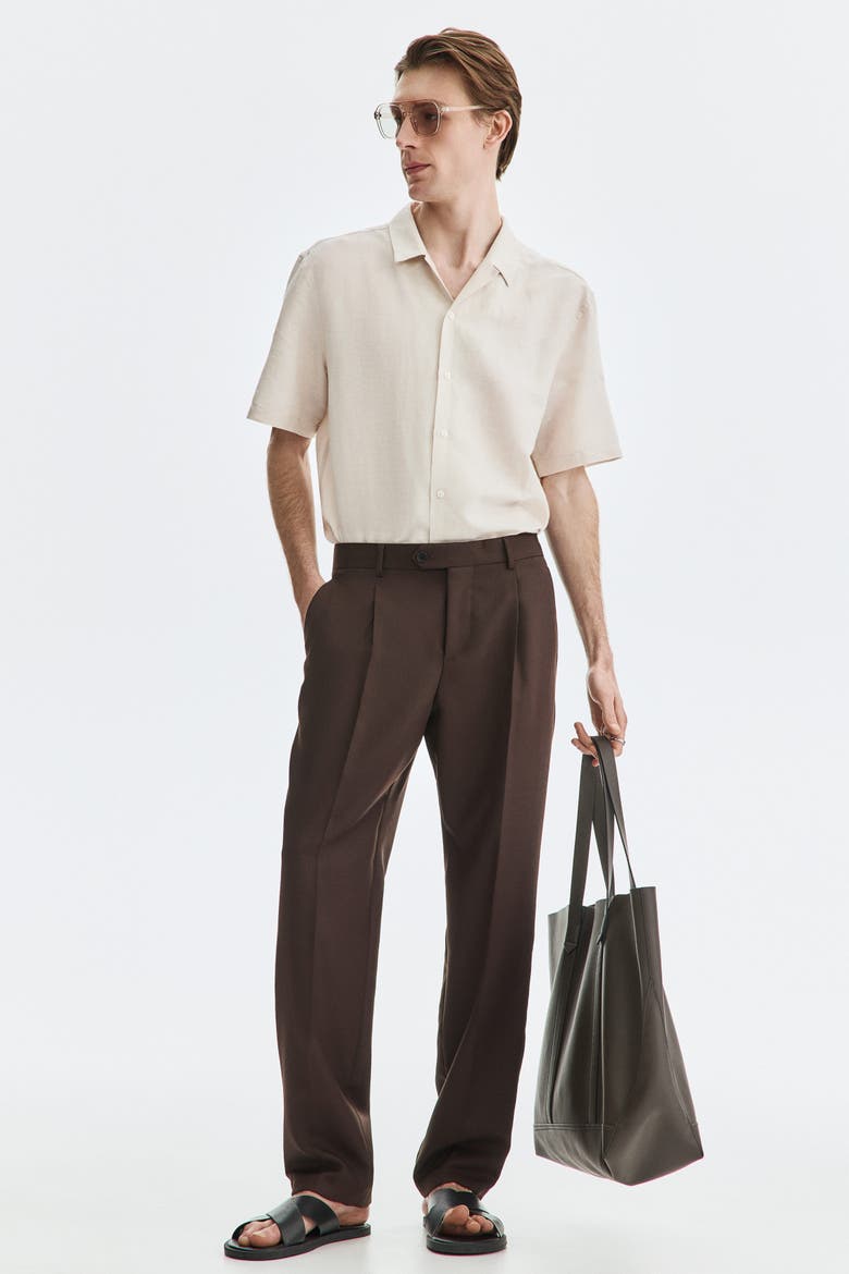 Relaxed-Fit Linen-Blend Resort Shirt, Alternate, color, Light beige