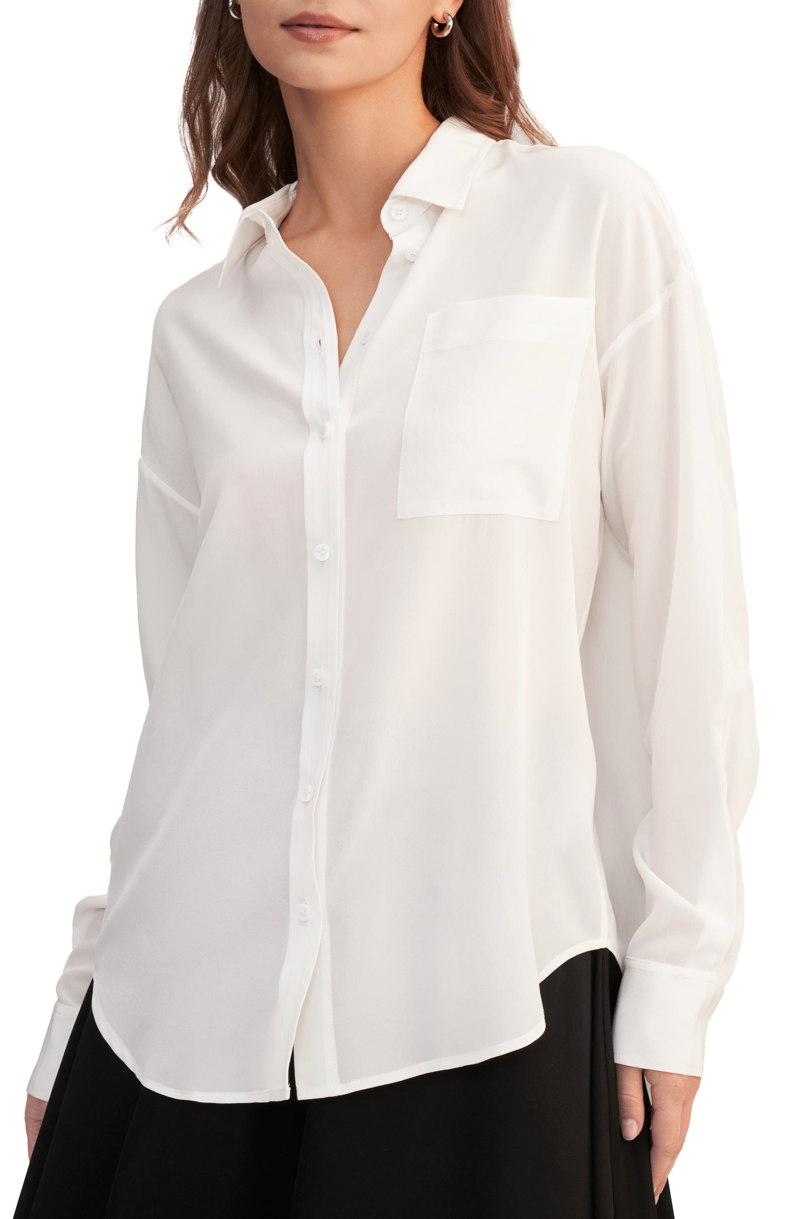 Drop Shoulders Oversize Silk Shirt