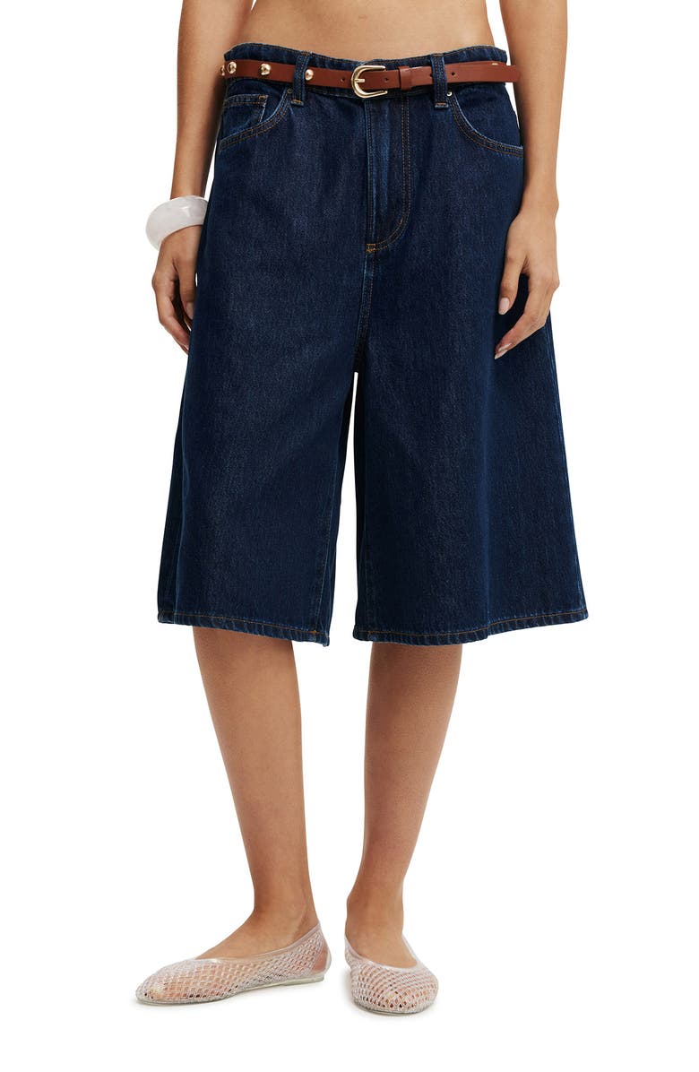 Cotton On Women's Lyocell Wide Denim Jort, Main, color, Blue Rinse