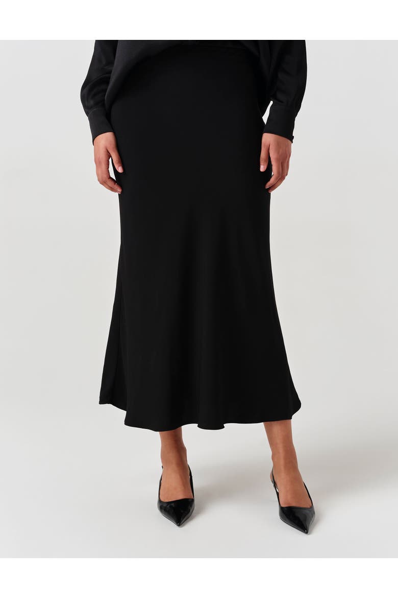 Lyra Crepe Midi Skirt, Main, color, Black