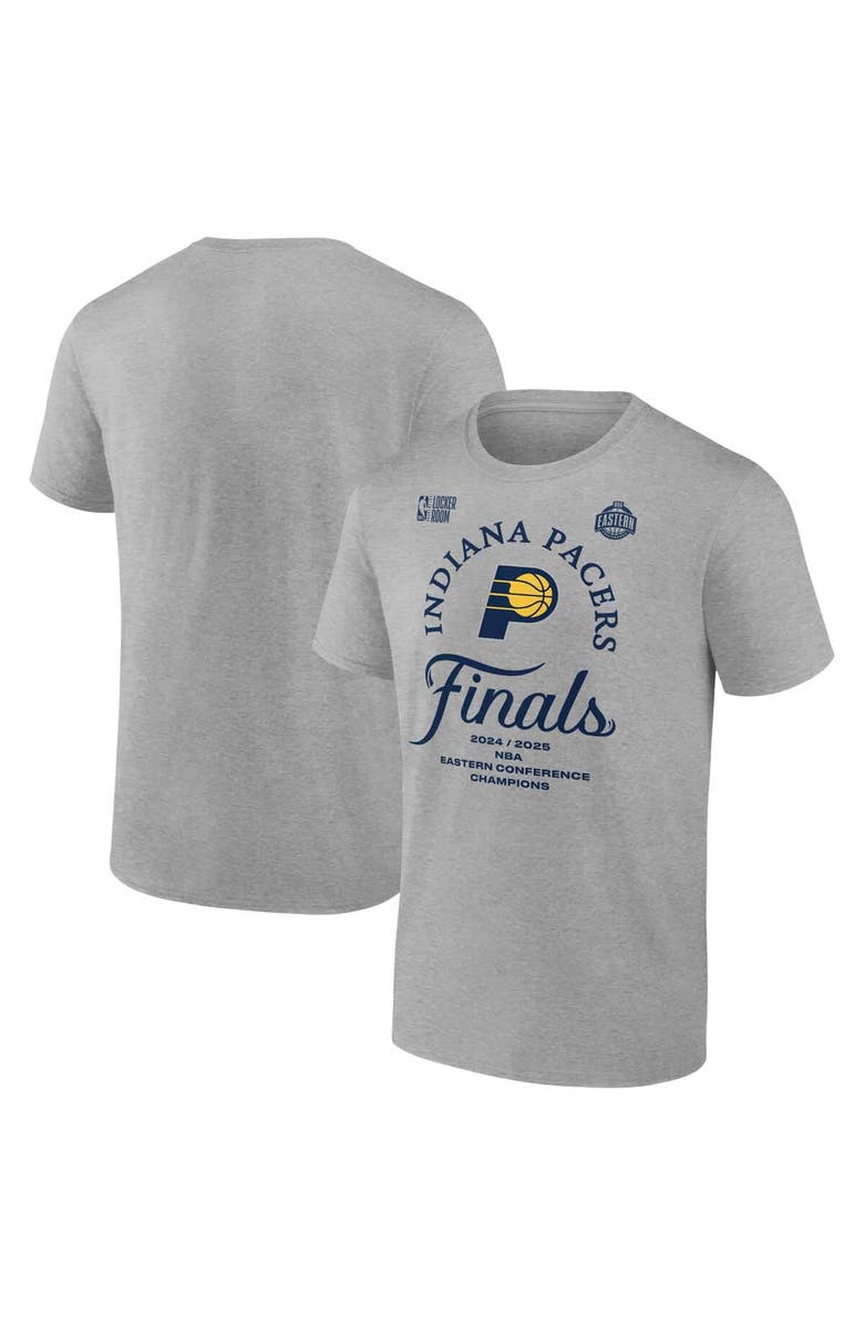 FANATICS Men's Fanatics  Steel Indiana Pacers 2025 Eastern Conference Champions Locker Room T-Shirt, Main, color, 