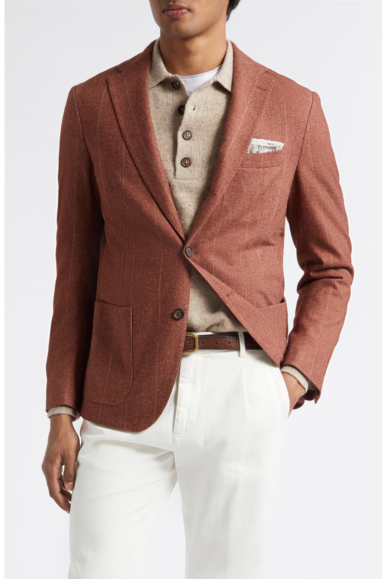 Slim Fit Pinstripe Wool & Cotton Blend Sport Coat, Main, color, 105 AMBER
