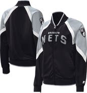 STARTER Women's Starter Black Brooklyn Nets Slam Dunk Raglan Full-Zip Track Jacket