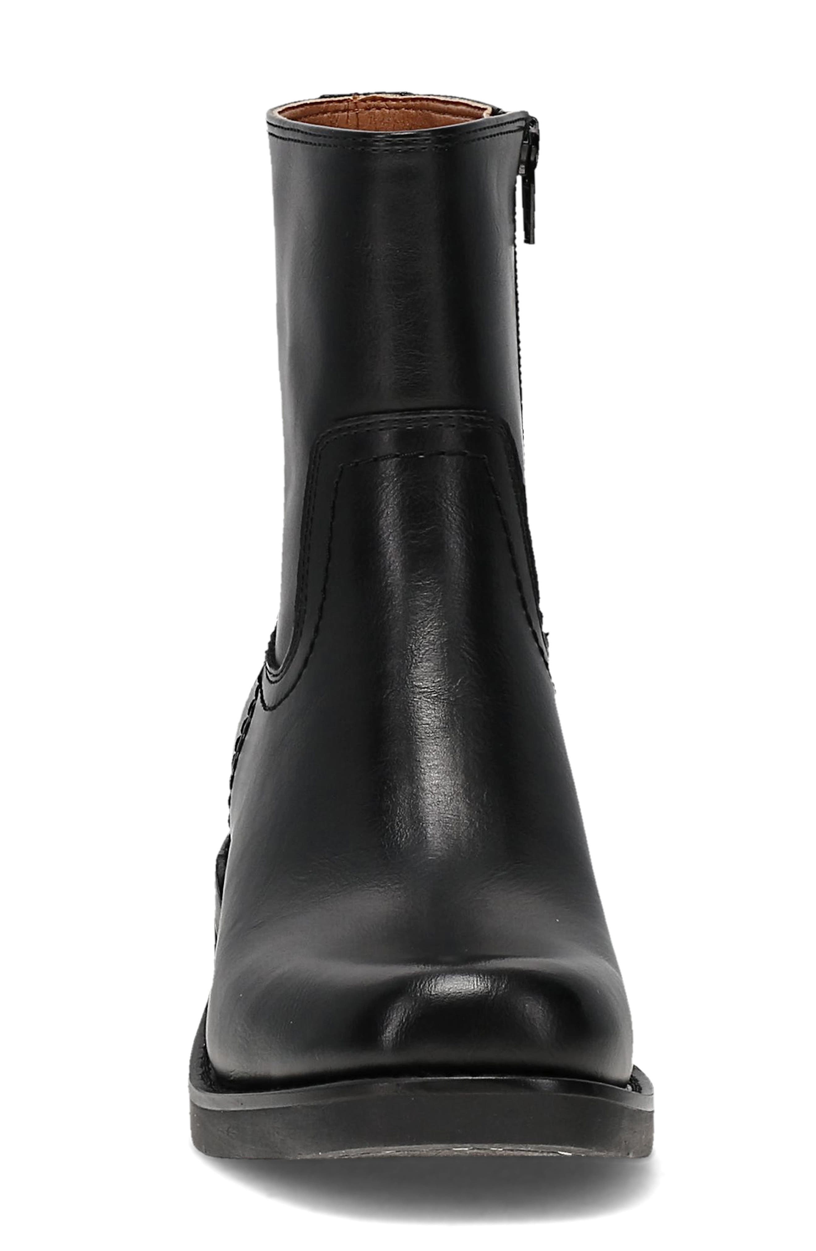 Miranda Low Zip Faux Leather Bootie, Alternate, color, BLACK