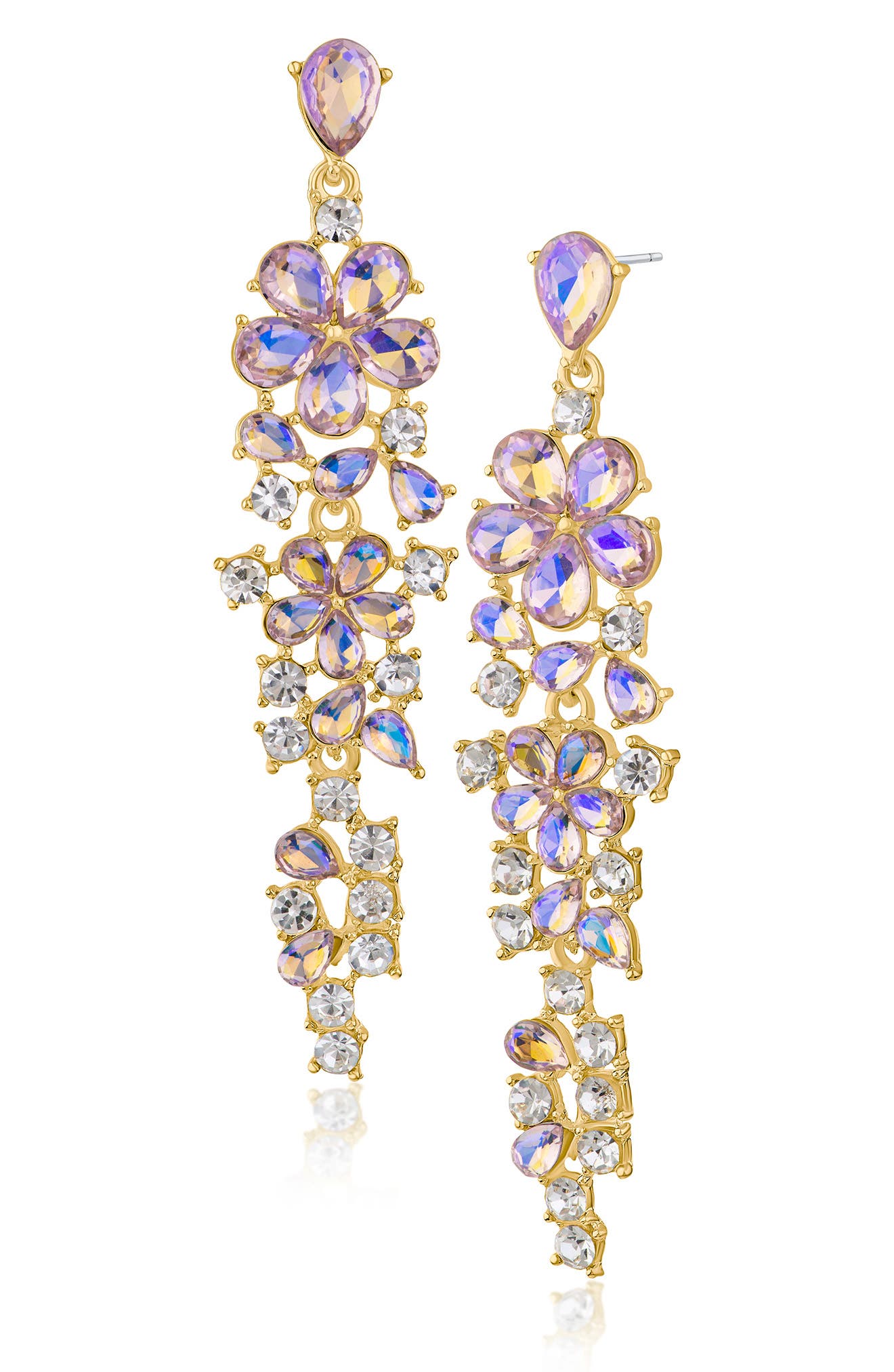 JARDIN Baroque Floral Crystal Drop Earrings