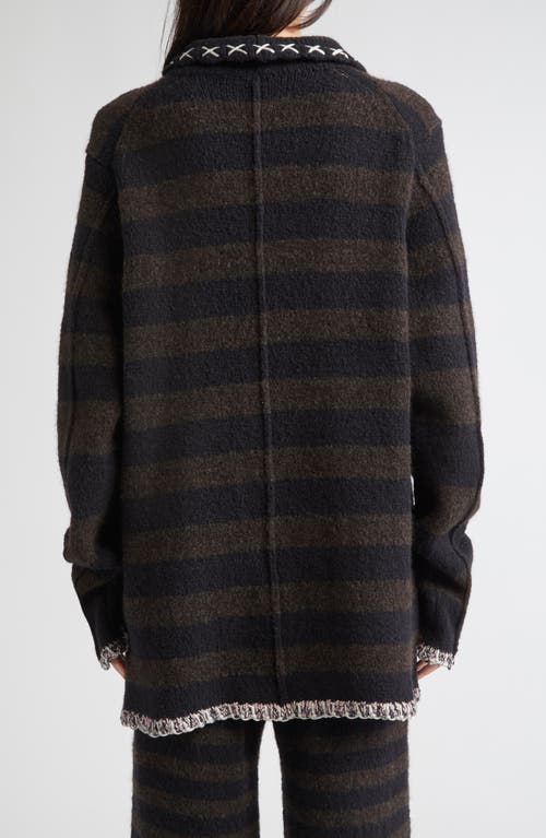 Yanyan Softi Stripe Wool Blend Work Jacket In Black
