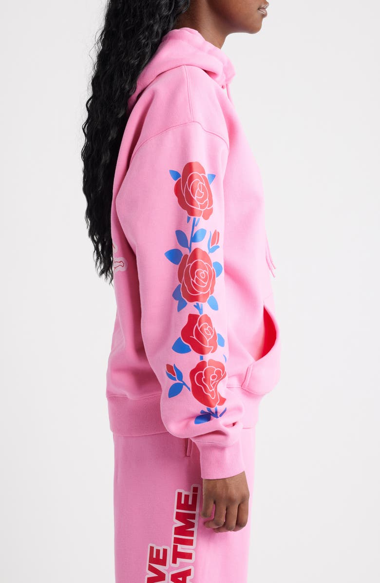 THE MAYFAIR GROUP Be Kind Floral Sleeve Graphic Hoodie, Alternate, color, Pink