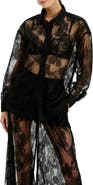 Bardot Aleida Oversize Sheer Lace Shirt