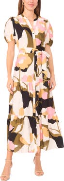 MSK Belted Button Front Maxi Dress