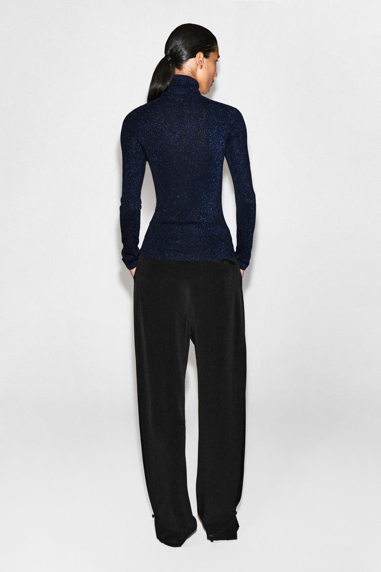 Sparkly Seamless Wool Mock-neck Top, Alternate, color, NAVY
