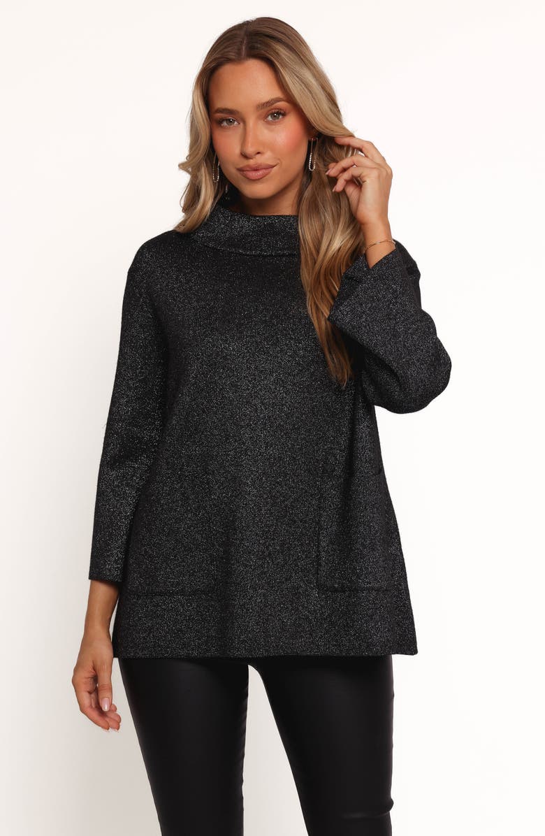 Petal & Pup Tassie Shimmer Mock Neck Sweater, Alternate, color, Black