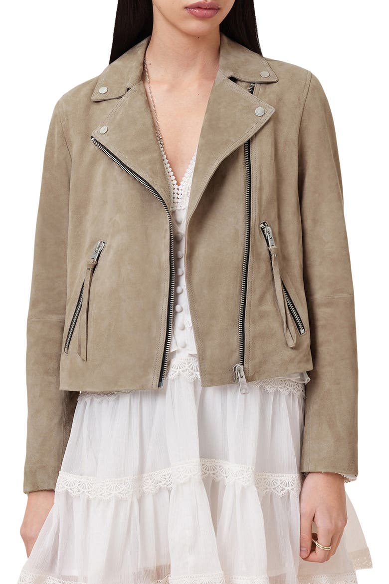 Dalby Suede Moto Jacket, Main, color, WARM GREY