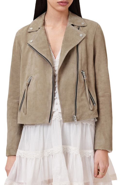 Allsaints Dalby Suede Moto Jacket In Brown
